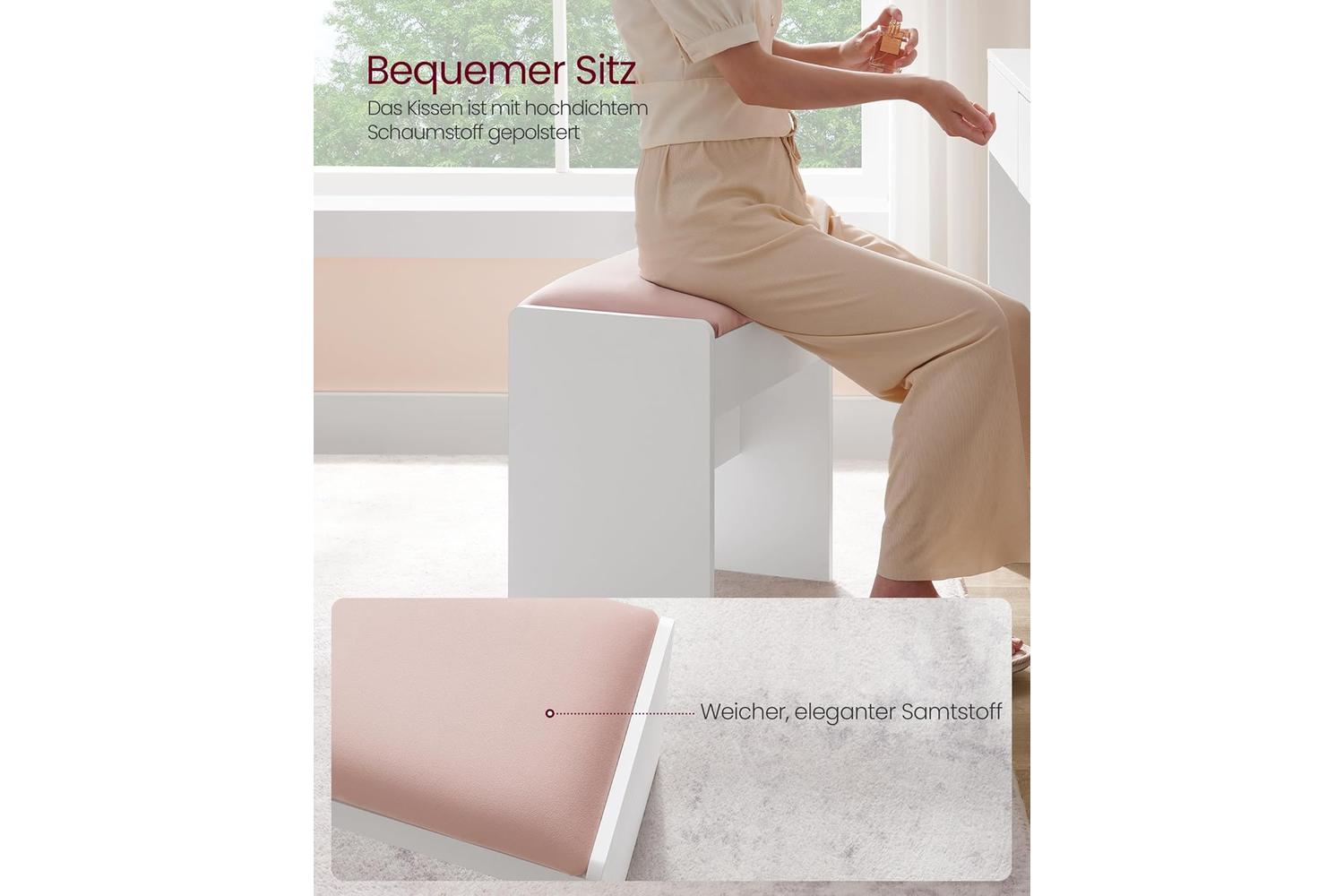 Vanity Bench | Vanity Stool | Velvet | 28.6 X 45 X 45 Cm-4