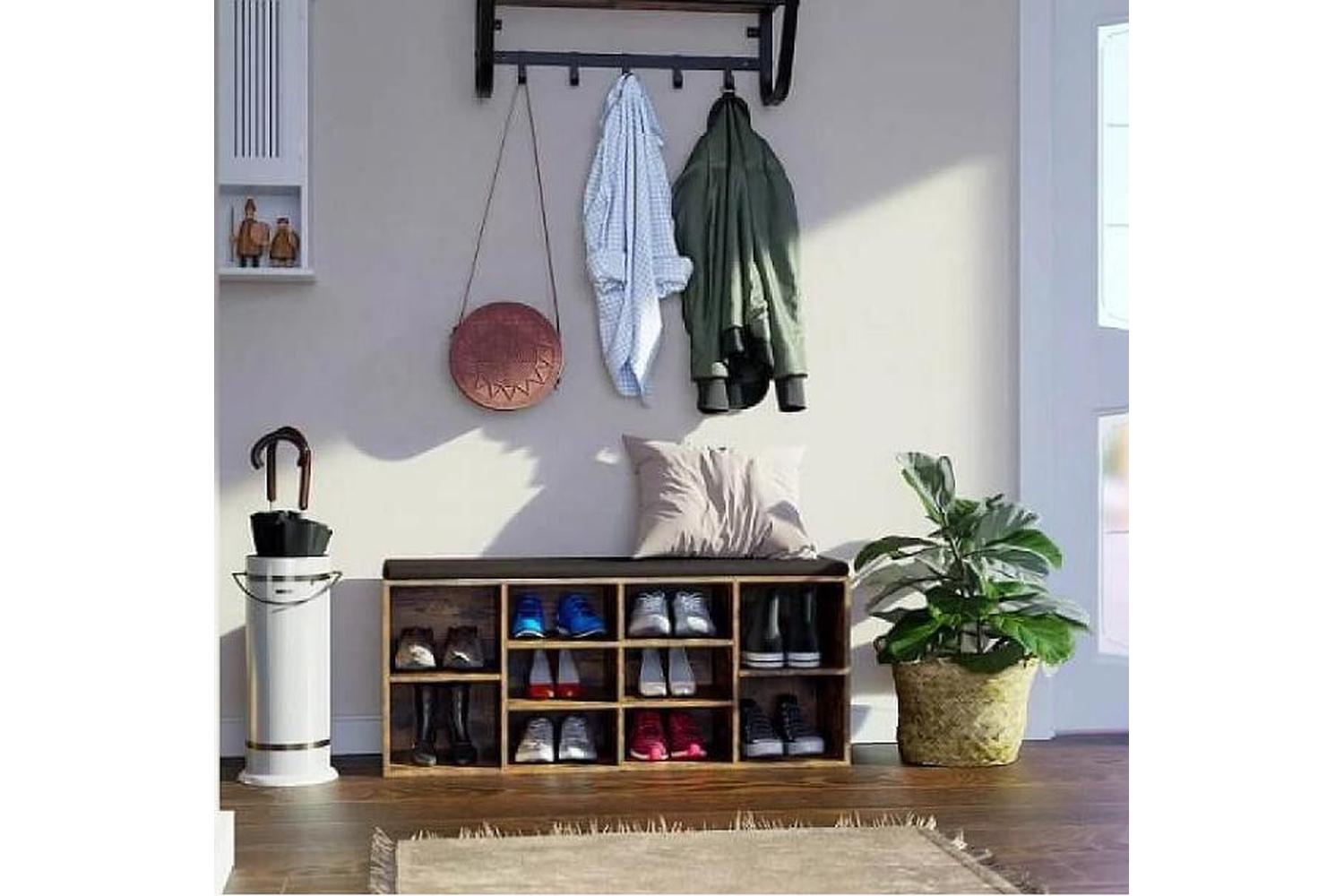 Shoe Bench | Storage Bench | Rustic Brown | 104 X 30 X 48 Cm-2