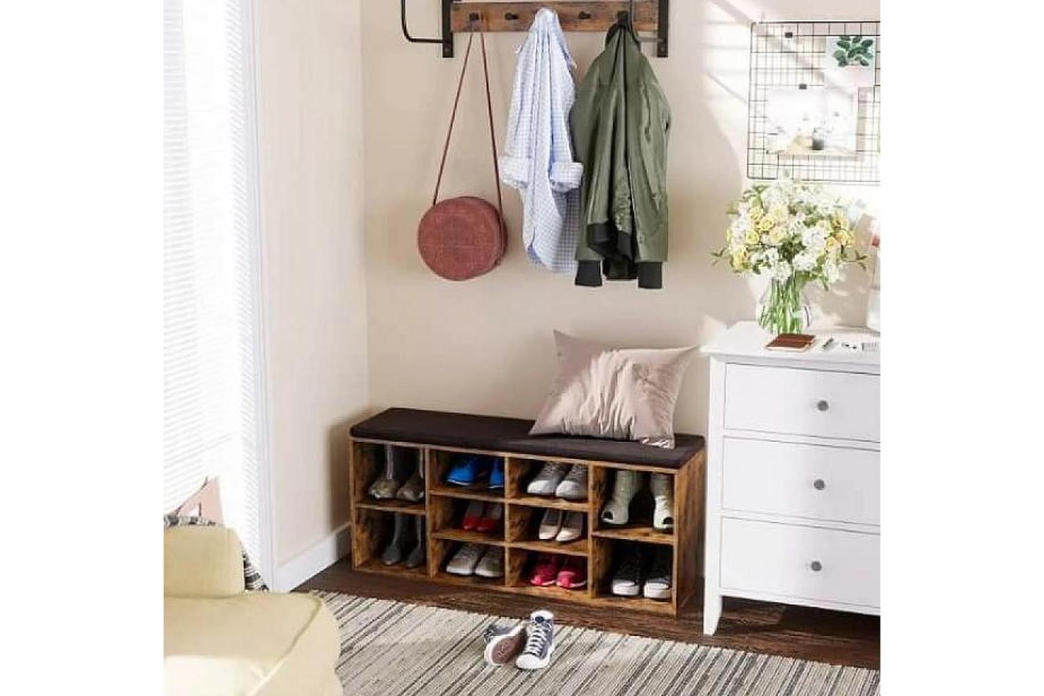Shoe Bench | Storage Bench | Rustic Brown | 104 X 30 X 48 Cm-3