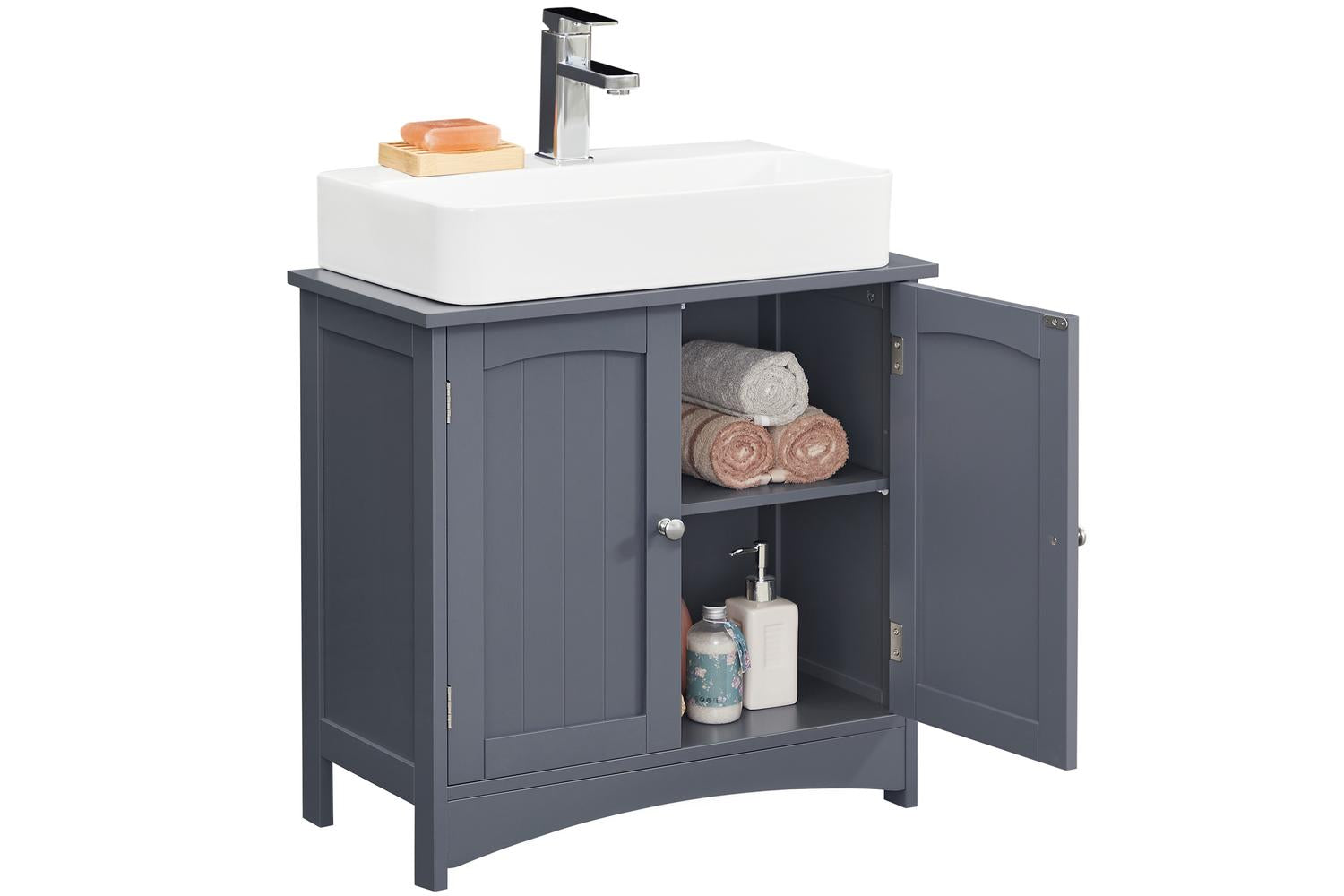 Vasagle Floor Cabinet | Mdf | Grey | 60 X 30 X 60 Cm-5