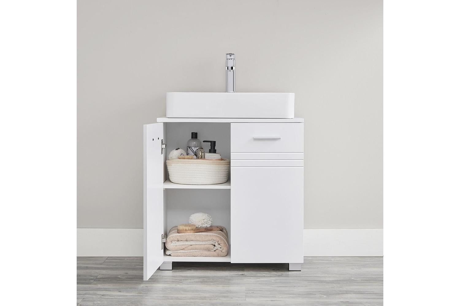 Sink Cabinet | Bathroom Storage | Mdf & Chipboard | 60 X 30 X 63 Cm-2