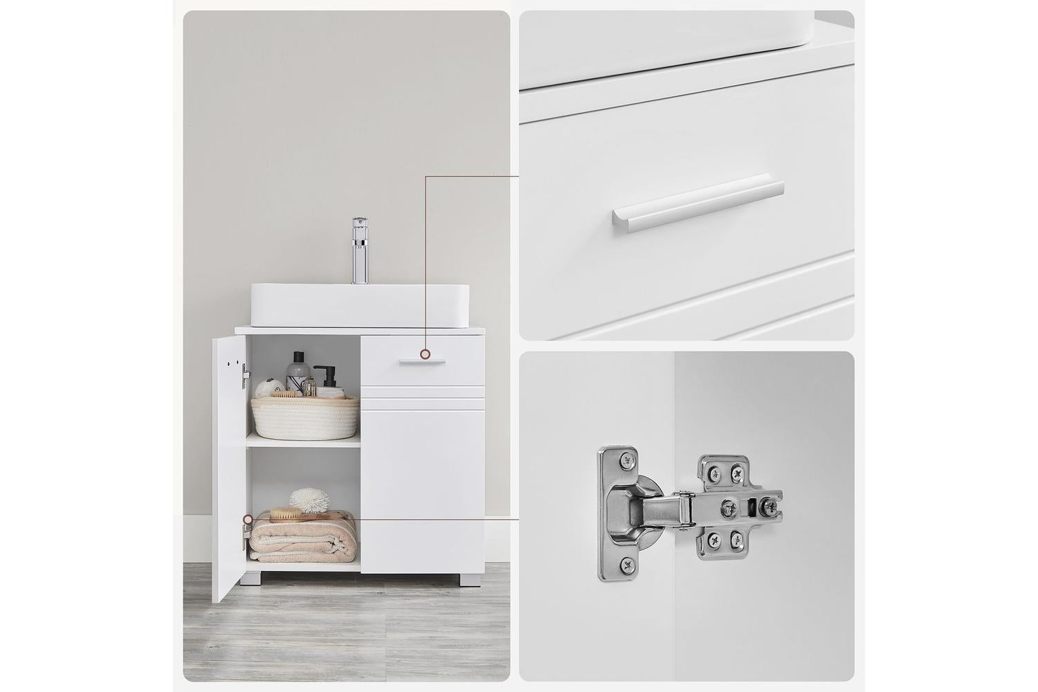 Sink Cabinet | Bathroom Storage | Mdf & Chipboard | 60 X 30 X 63 Cm-3
