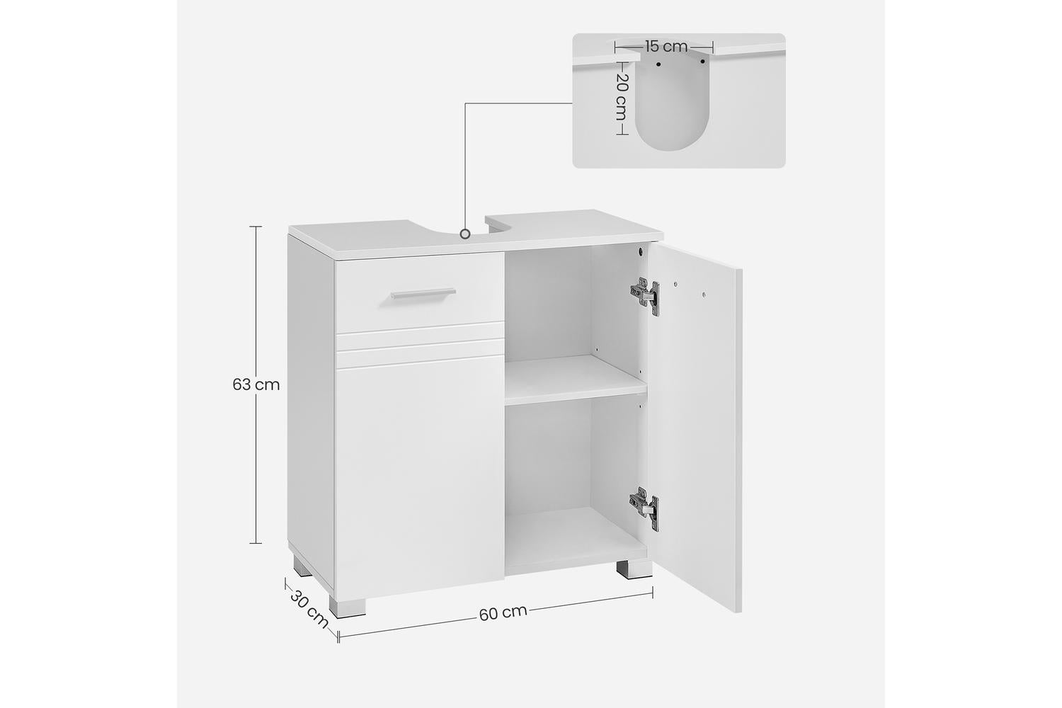 Sink Cabinet | Bathroom Storage | Mdf & Chipboard | 60 X 30 X 63 Cm-5