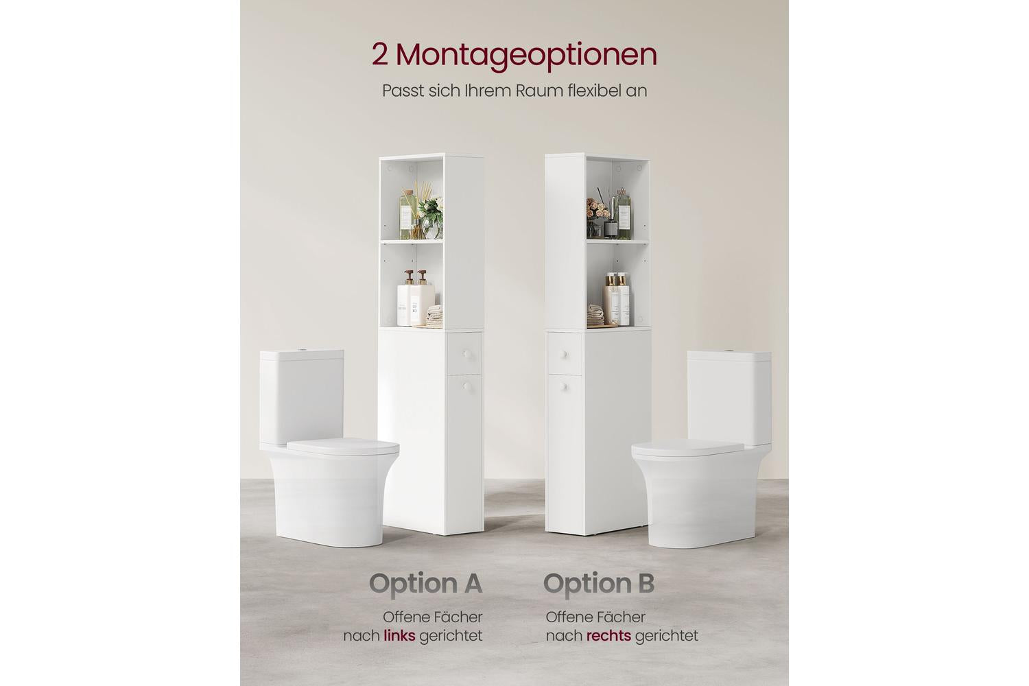 Bathroom Cabinet | Tall Storage Unit | Particleboard | 134.4 Cm-3