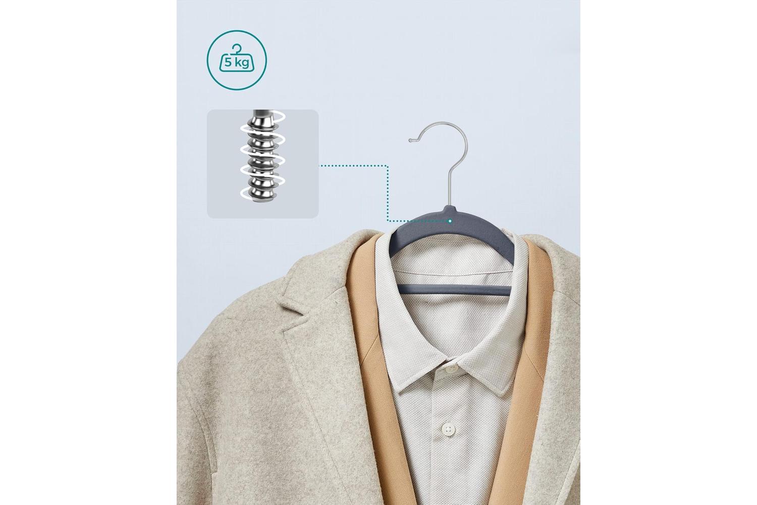 Velvet Hanger | Clothes Hanger | Velvet | Light Grey | 45 X 0.6 X 23.5 Cm-3