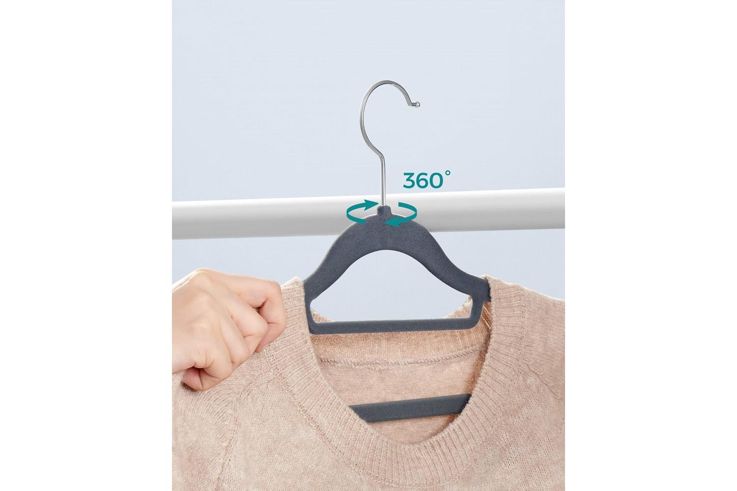 Velvet Hanger | Clothes Hanger | Velvet | Light Grey | 45 X 0.6 X 23.5 Cm-6