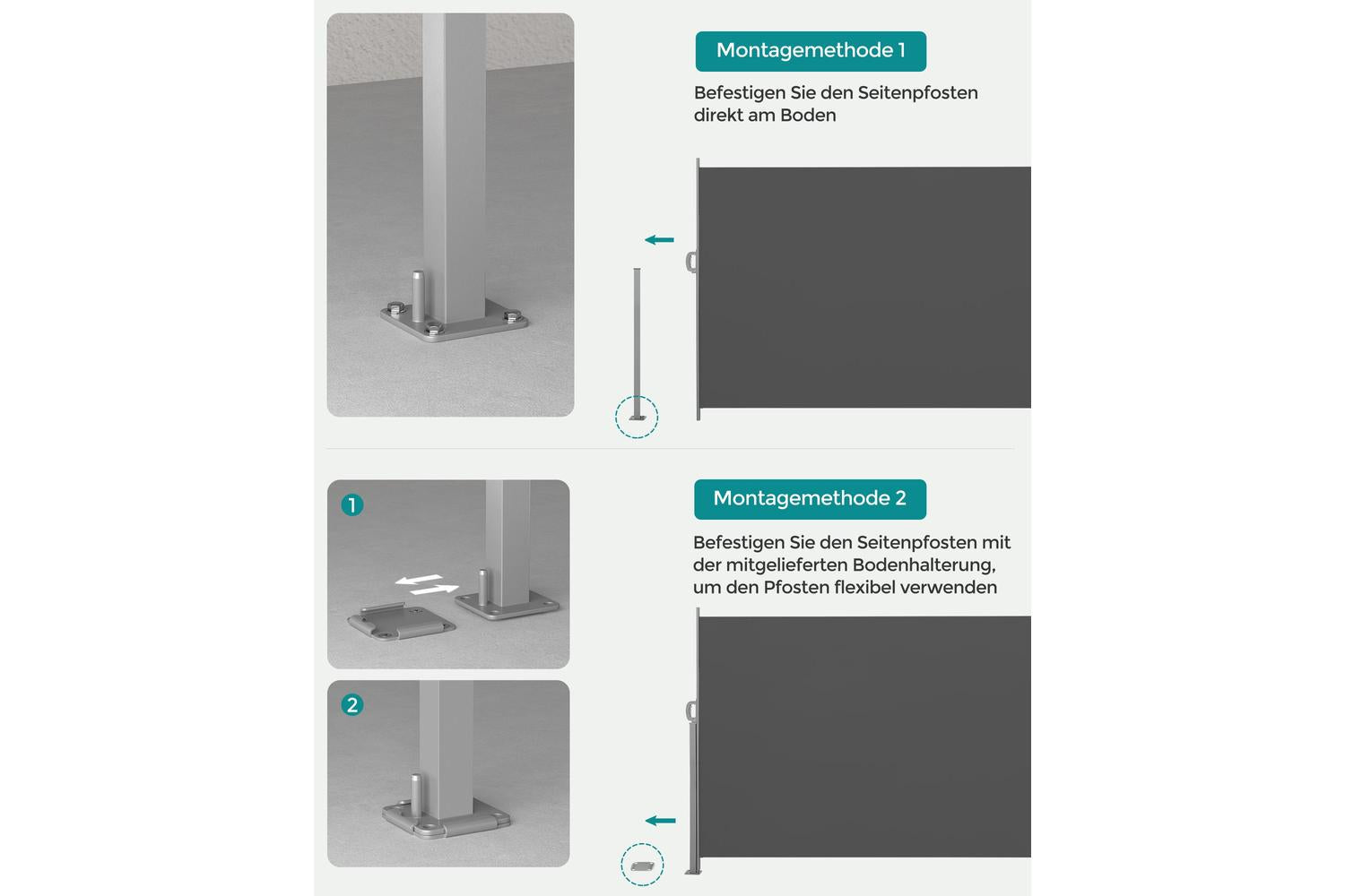 Side Awning | Patio Accessory | Powder-coated Metal & Pvc-coated Polyester | 160 X 350 Cm-5