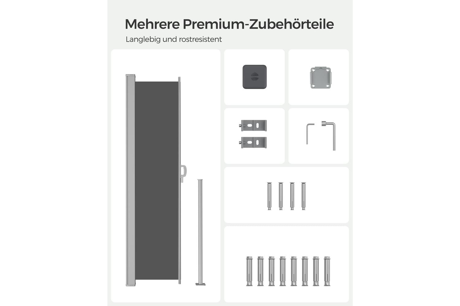 Side Awning | Patio Accessory | Powder-coated Metal & Pvc-coated Polyester | 160 X 350 Cm-6