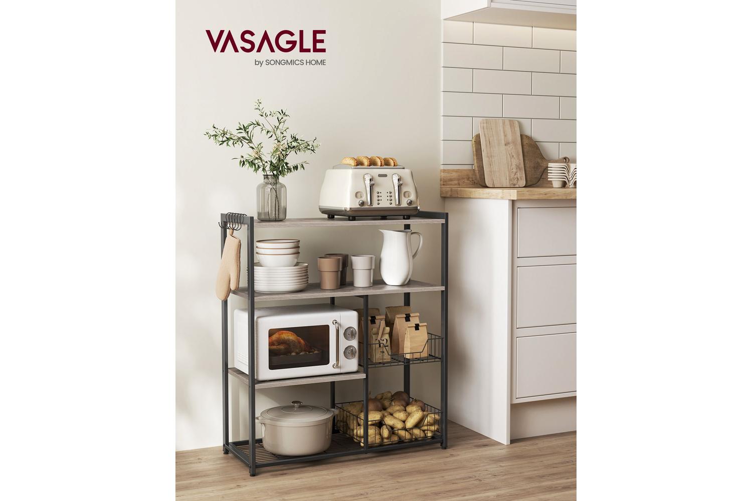 Kitchen Shelf | Kitchen Storage Shelf | Particle Board And Steel | 35 X 80 X 95 Cm-2