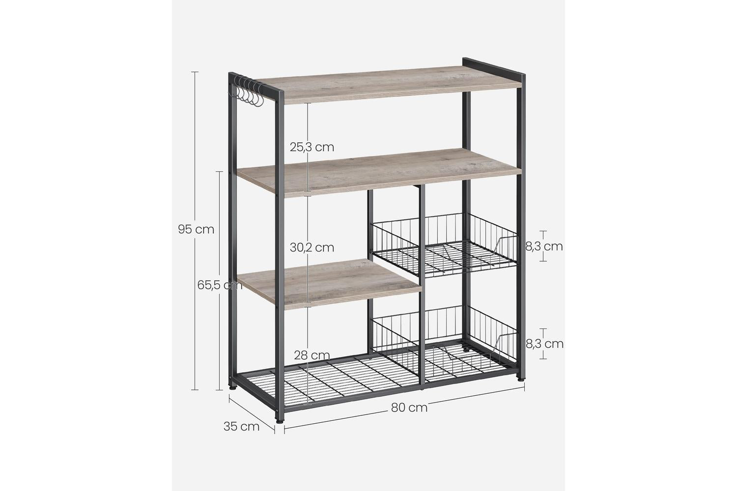 Kitchen Shelf | Kitchen Storage Shelf | Particle Board And Steel | 35 X 80 X 95 Cm-6