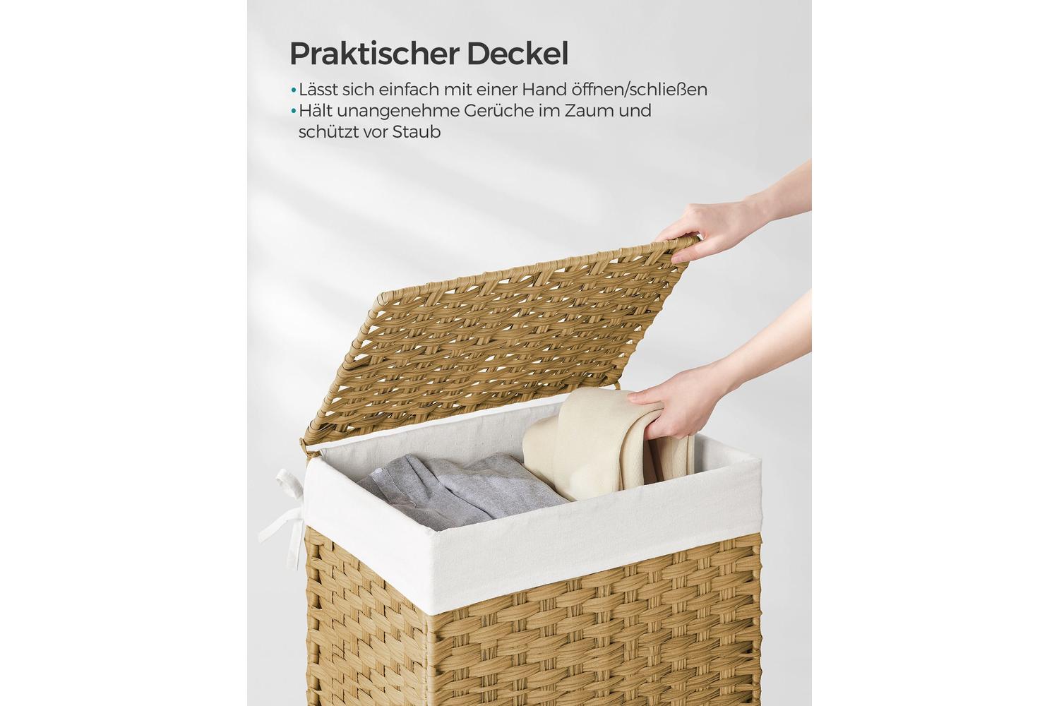 Laundry Hamper | Laundry Basket | Pp Plastic Rattan | 46 X 33 X 60 Cm-2