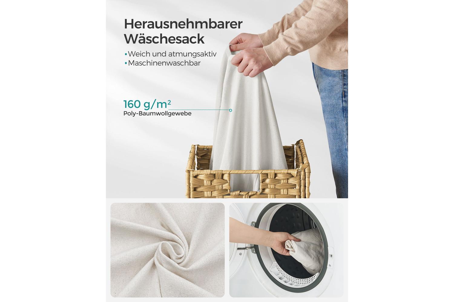 Laundry Hamper | Laundry Basket | Pp Plastic Rattan | 46 X 33 X 60 Cm-5