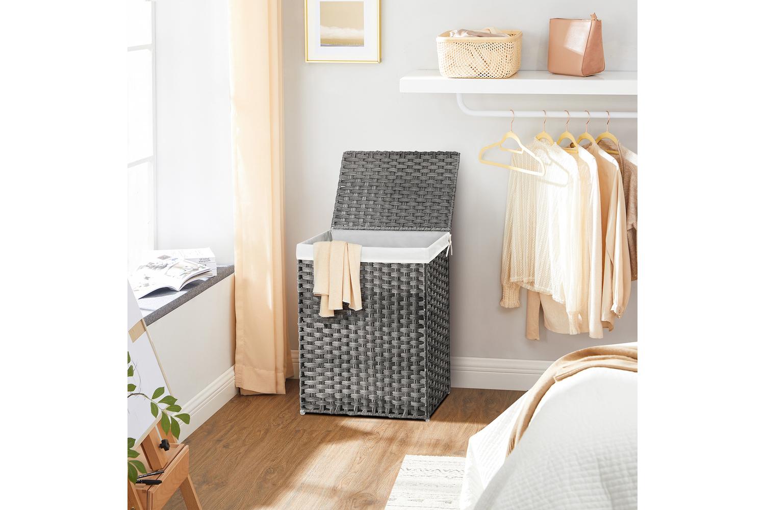 Laundry Hamper | Laundry Basket | Pp Plastic Rattan | 46 X 33 X 60 Cm-2