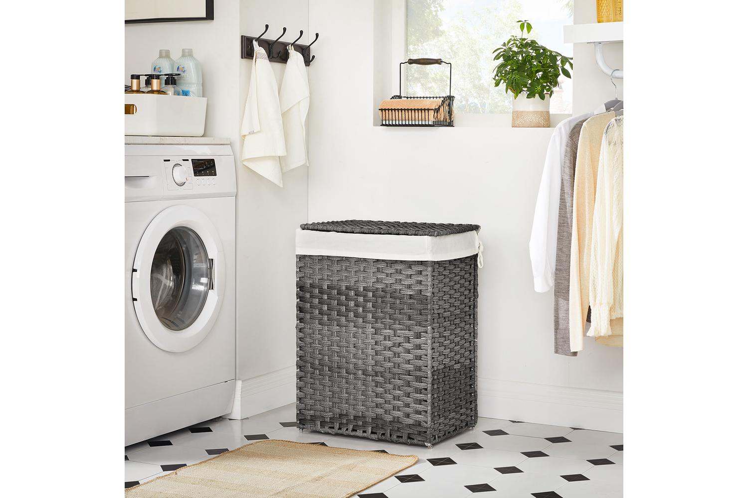 Laundry Hamper | Laundry Basket | Pp Plastic Rattan | 46 X 33 X 60 Cm-3
