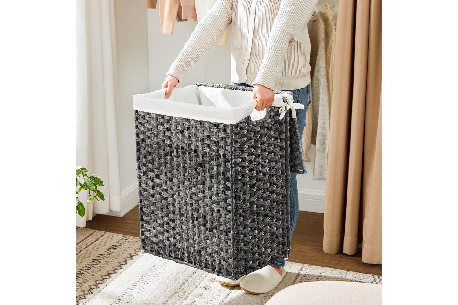 Laundry Hamper | Laundry Basket | Pp Plastic Rattan | 46 X 33 X 60 Cm-5