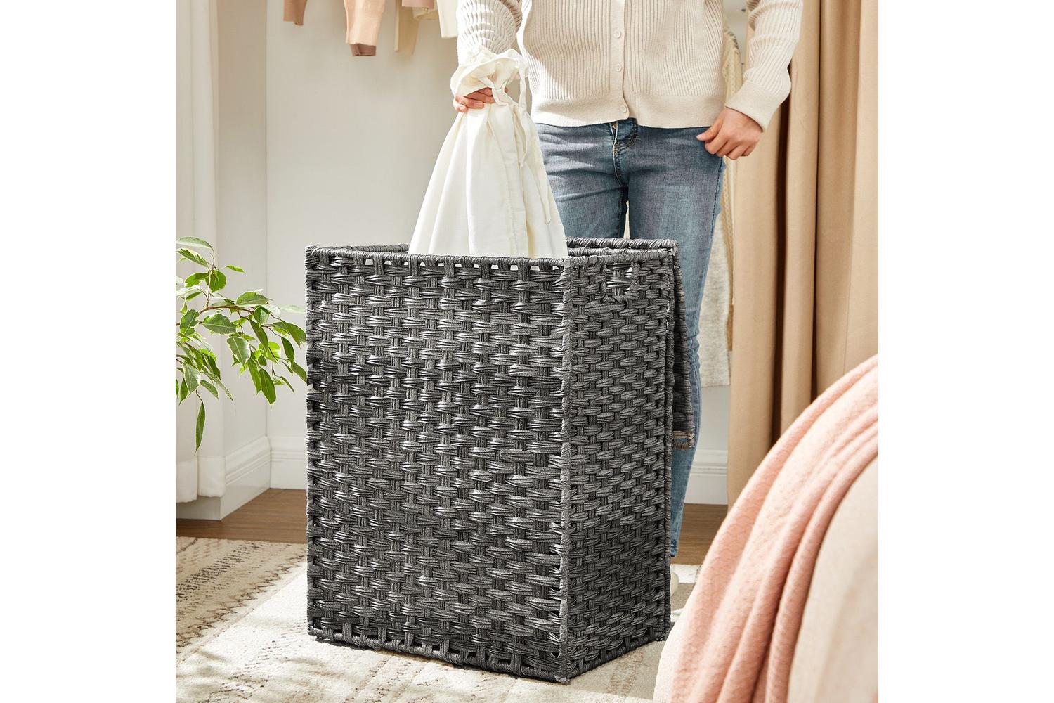 Laundry Hamper | Laundry Basket | Pp Plastic Rattan | 46 X 33 X 60 Cm-6