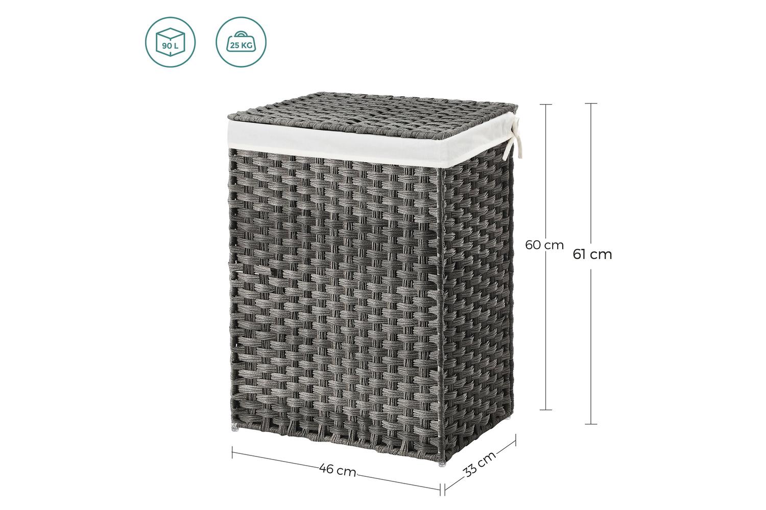 Laundry Hamper | Laundry Basket | Pp Plastic Rattan | 46 X 33 X 60 Cm-7