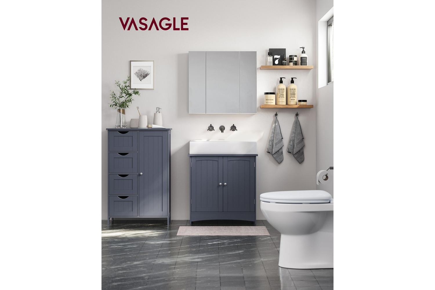 Side Cabinet | Bathroom Storage | Mdf | 30 X 55 X 82 Cm-2