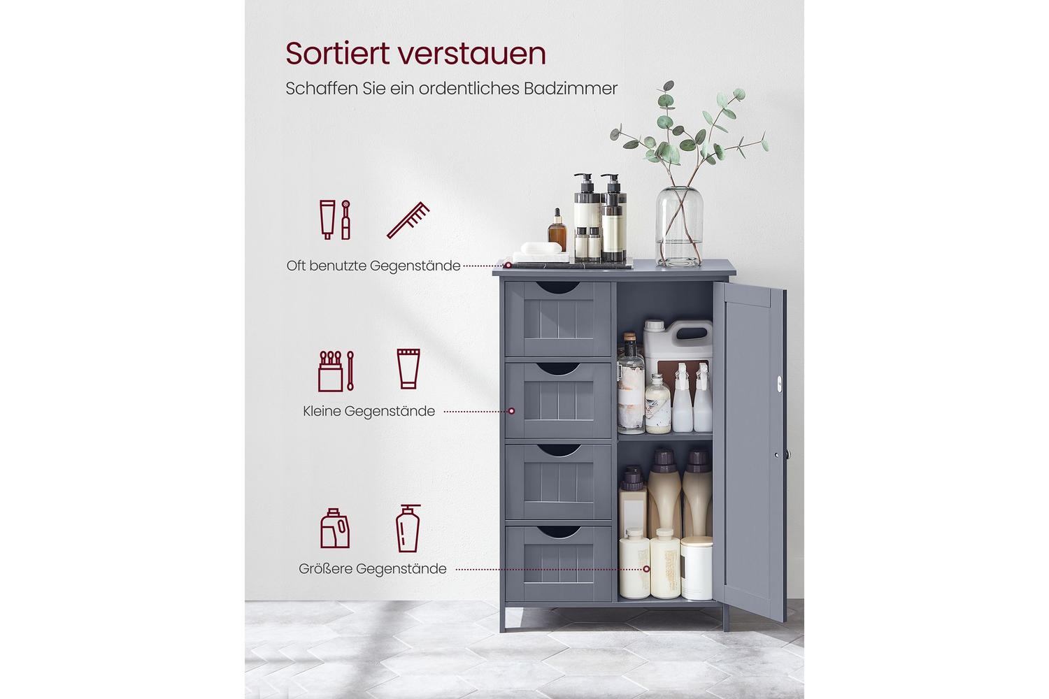Side Cabinet | Bathroom Storage | Mdf | 30 X 55 X 82 Cm-4