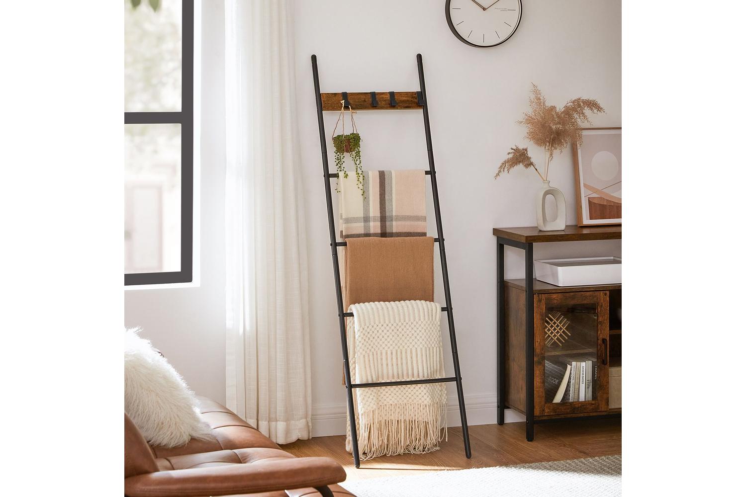 Blanket Shelf | Storage Ladder | Particleboard And Steel | 44 X 160 Cm-2