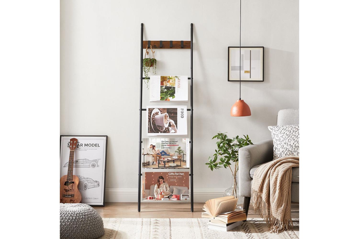 Blanket Shelf | Storage Ladder | Particleboard And Steel | 44 X 160 Cm-4