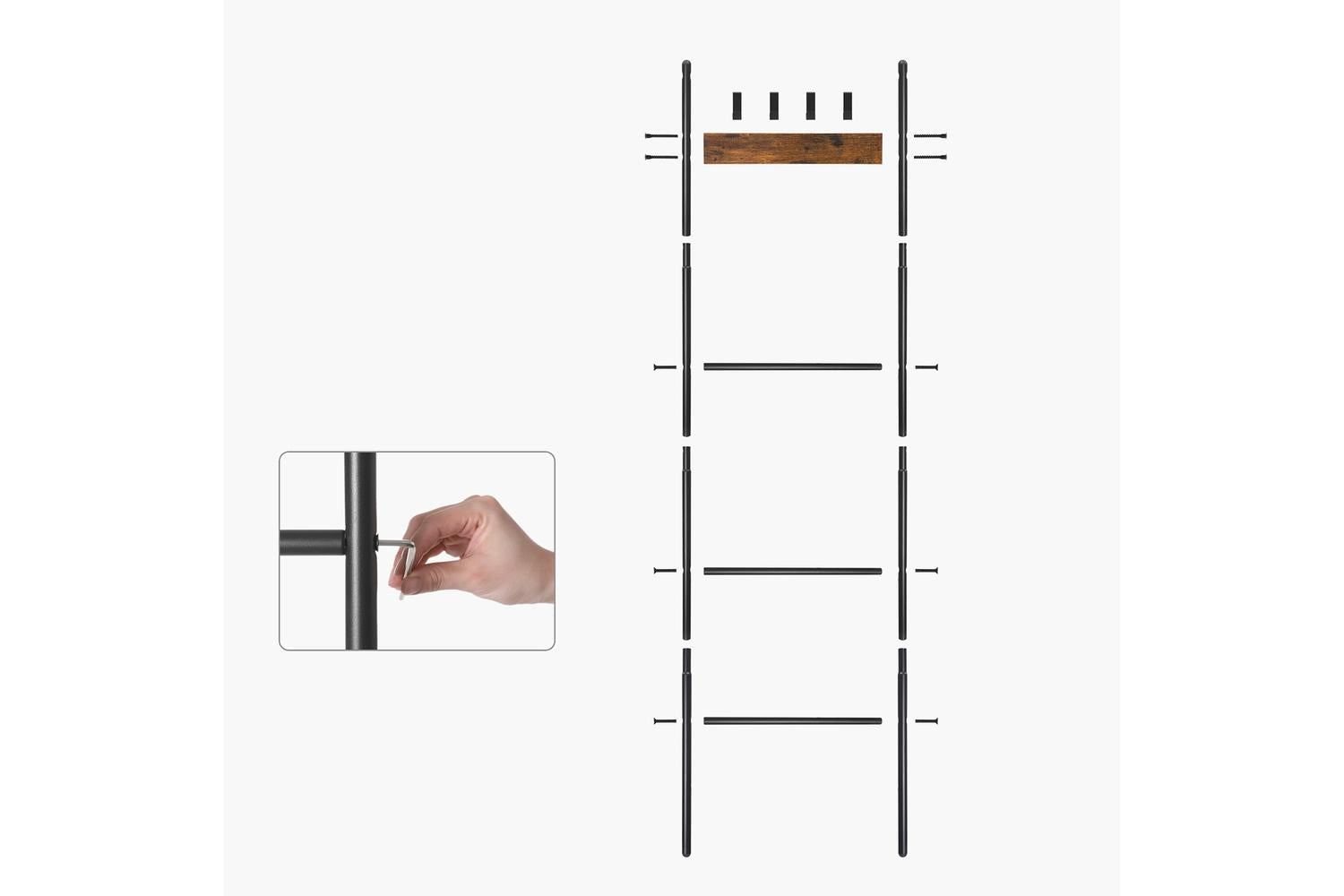 Blanket Shelf | Storage Ladder | Particleboard And Steel | 44 X 160 Cm-6