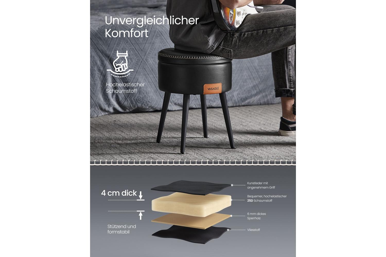 Storage Ottoman | Storage Ottoman | Pu Leather | 38.2 X 44.4 Cm-4