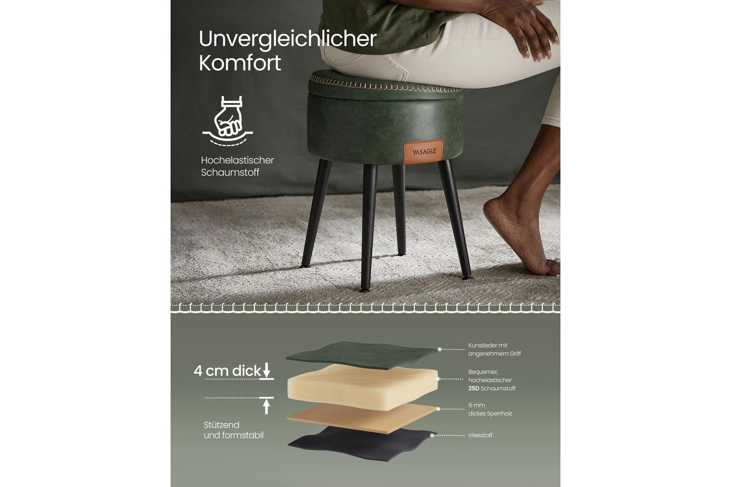 Storage Ottoman | Storage Ottoman | Steel Pu Foam | 38.2 X 44.4 Cm-5