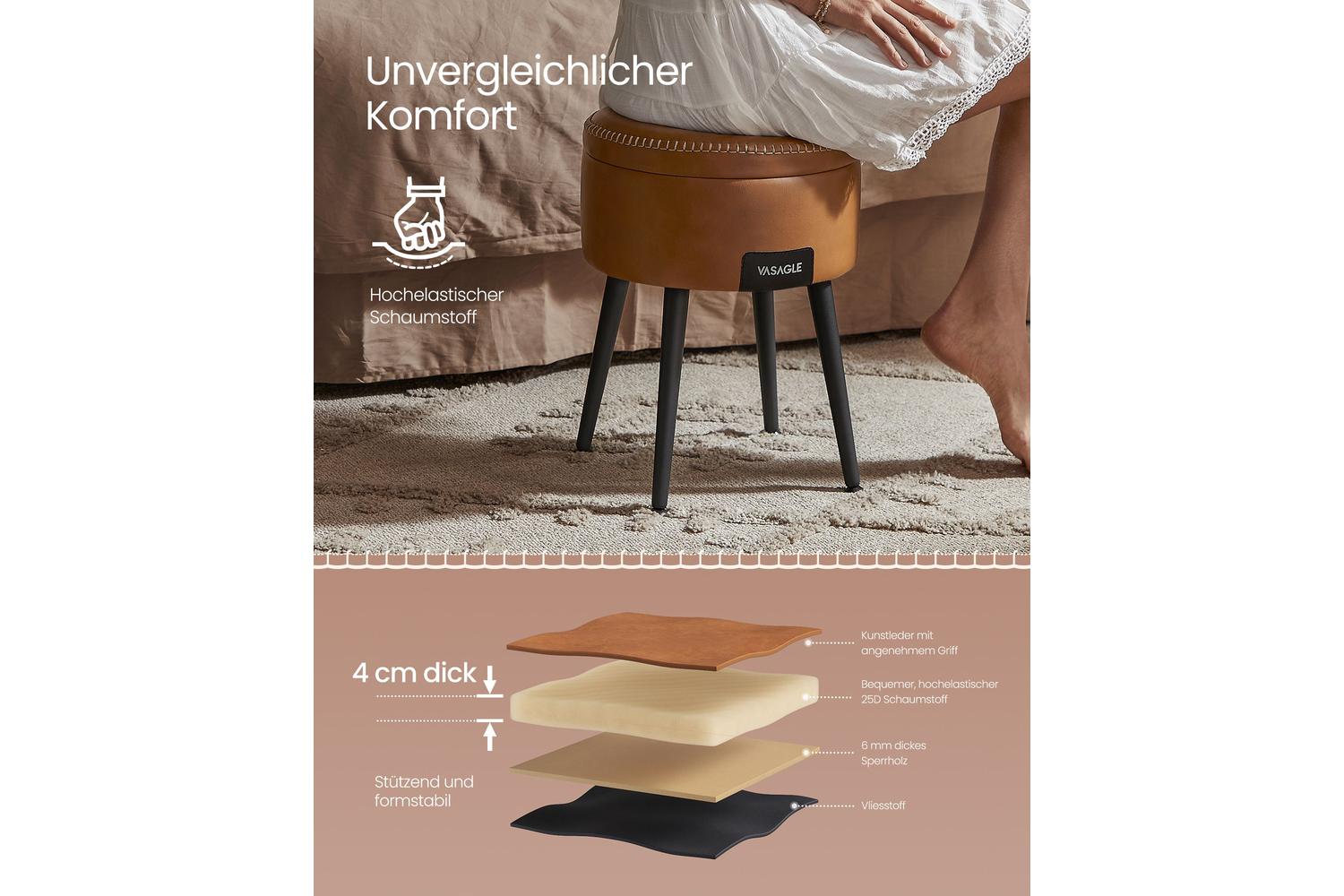 Storage Ottoman | Ottoman | Pu Leather | 38.2 X 44.4 Cm-5
