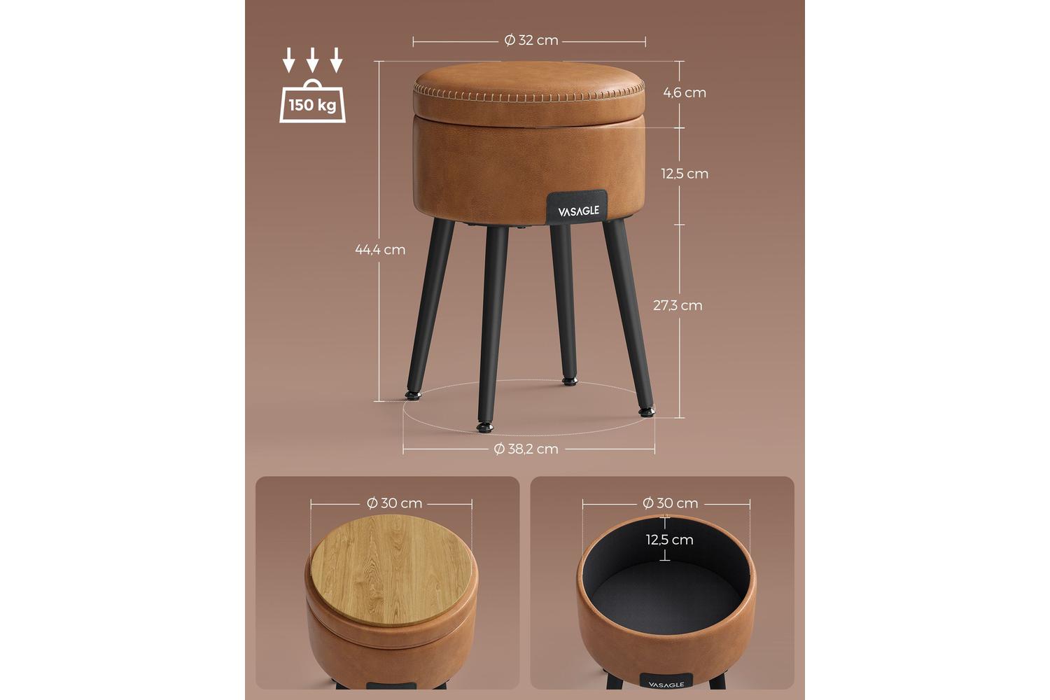 Storage Ottoman | Ottoman | Pu Leather | 38.2 X 44.4 Cm-6