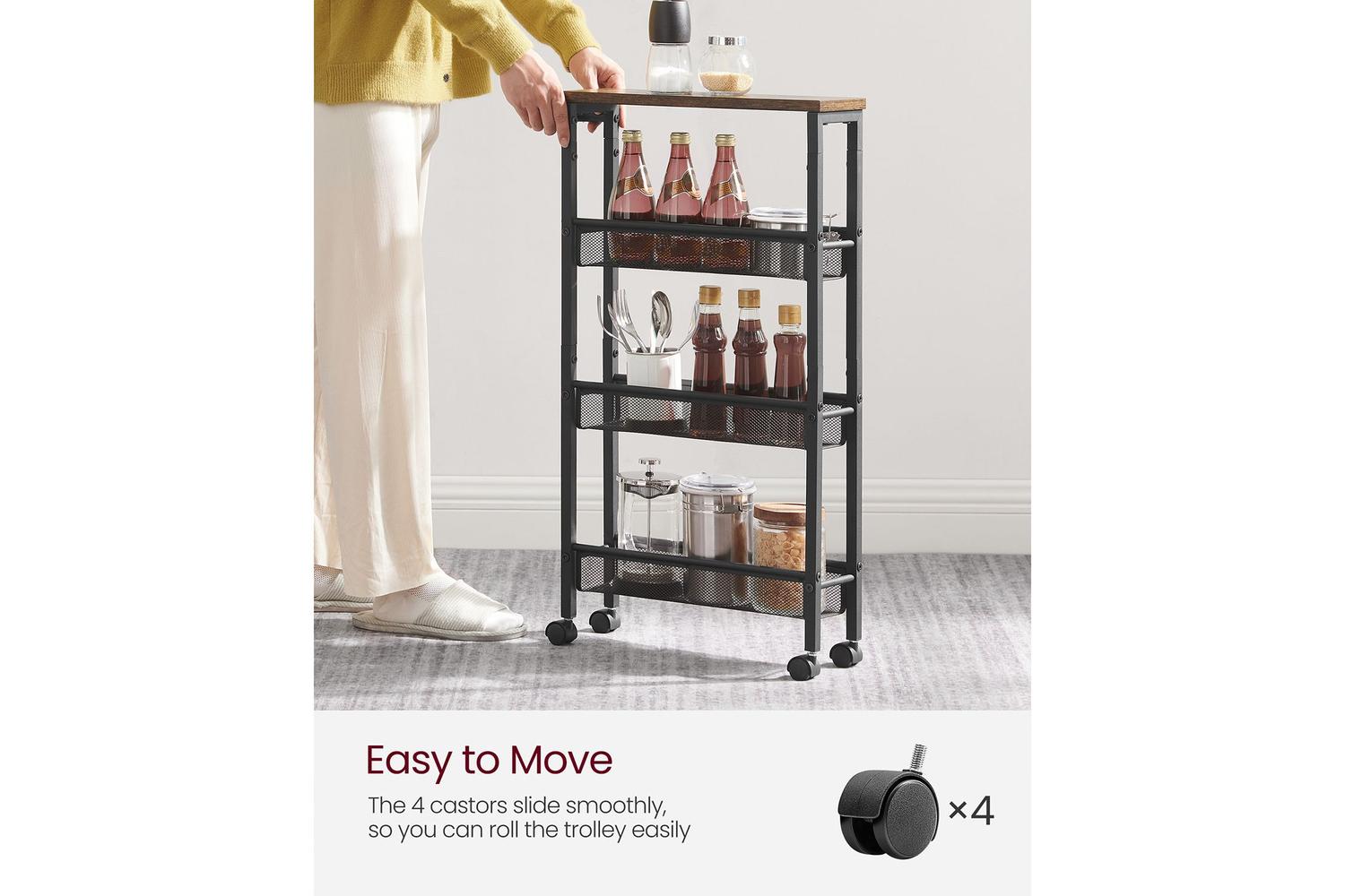 Vasagle Rolling Cart | Trolley | Chipboard And Steel | 13 X 45.4 X 77 Cm-3