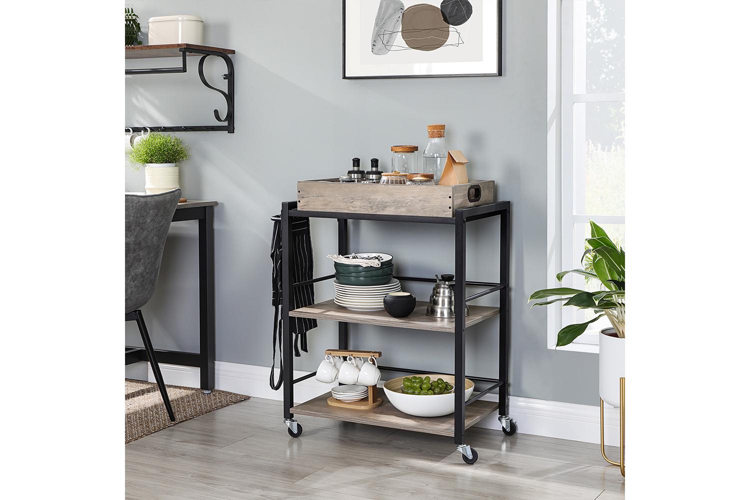 Serving Cart | Trolley | Particleboard And Steel | 65 X 40 X 86 Cm-2