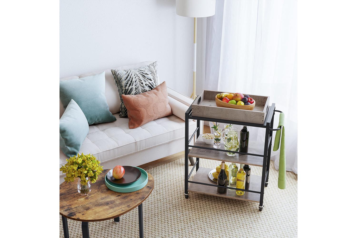 Serving Cart | Trolley | Particleboard And Steel | 65 X 40 X 86 Cm-3