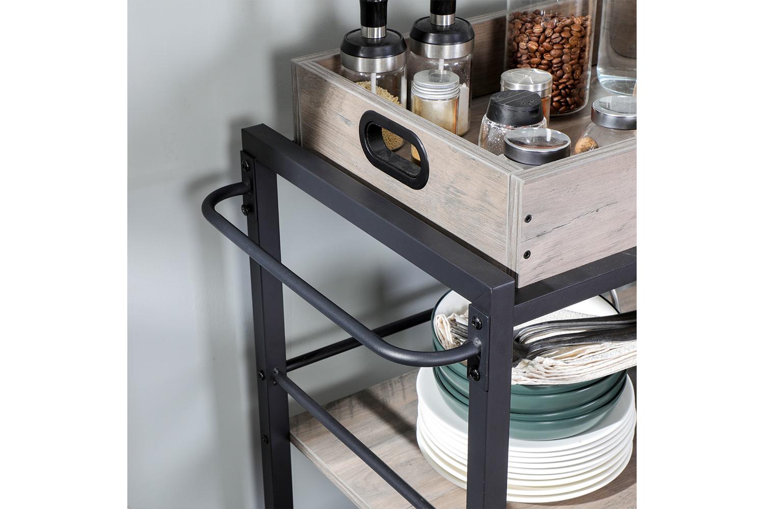 Serving Cart | Trolley | Particleboard And Steel | 65 X 40 X 86 Cm-4