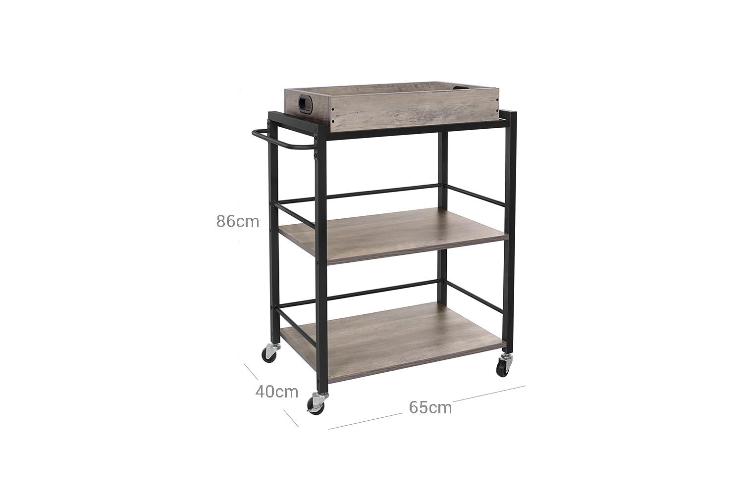Serving Cart | Trolley | Particleboard And Steel | 65 X 40 X 86 Cm-5