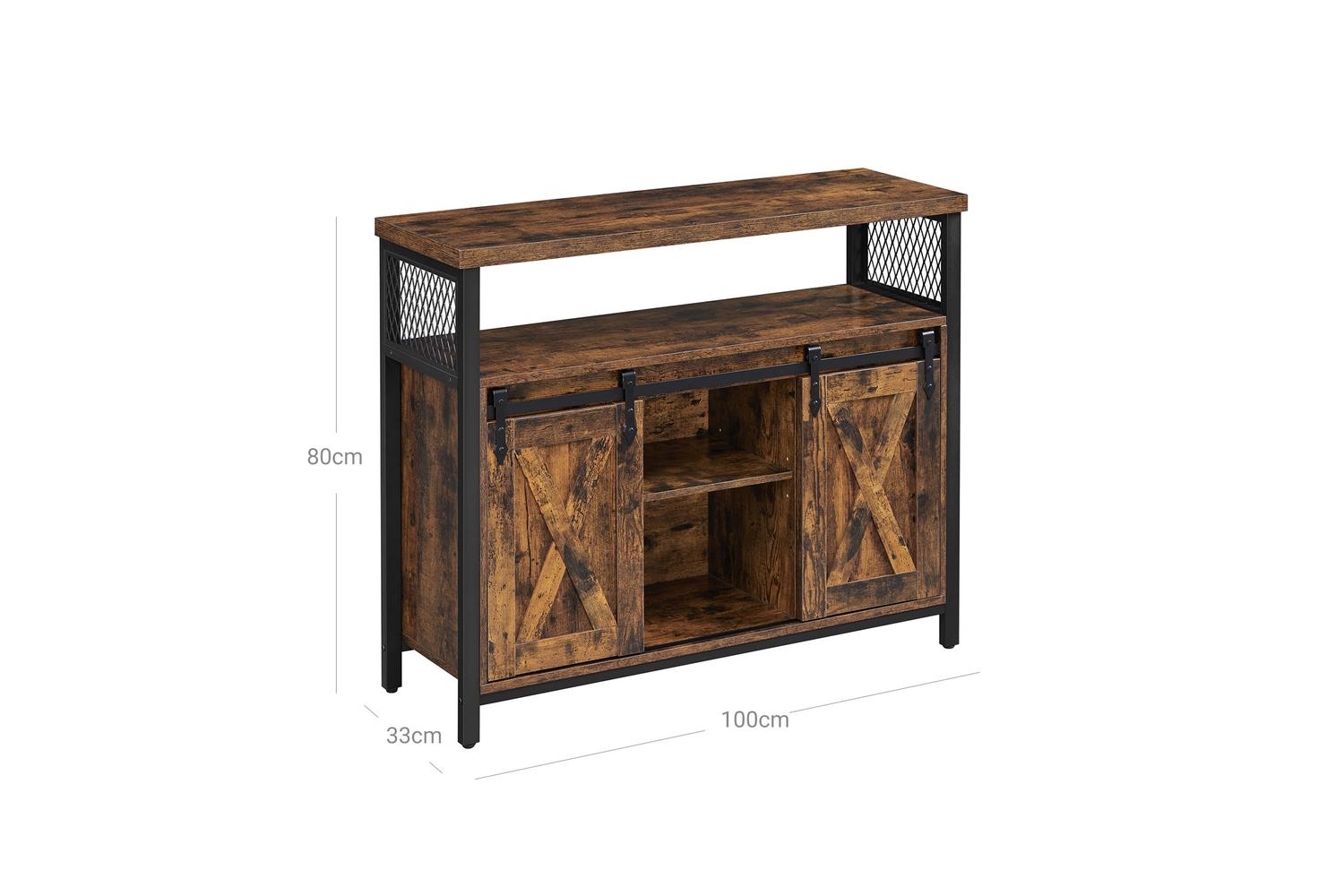 Vasagle Storage Cabinet | Particleboard And Steel | Rustic Brown And Black | 100x33x80 Cm-6