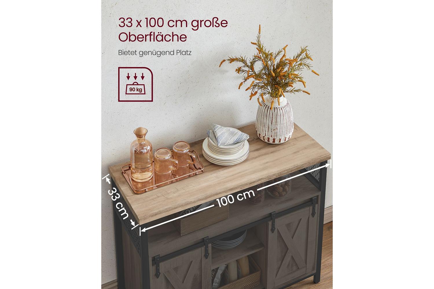 Vasagle Storage Cabinet | Chipboard And Steel | 33 X 100 X 80 Cm-3