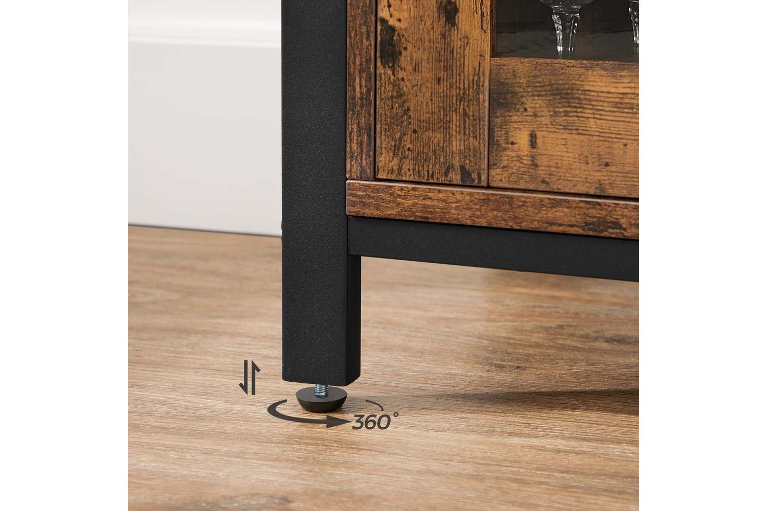 Vasagle Storage Cabinet | Particleboard And Steel | Rustic Brown And Black | 110 X 33 X 75 Cm-5