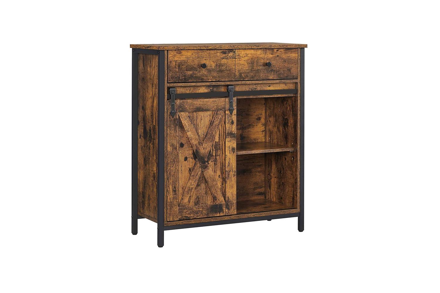Vasagle Storage Cabinet | Particleboard & Steel | Rustic Brown & Black | 70 X 30 X 80 Cm