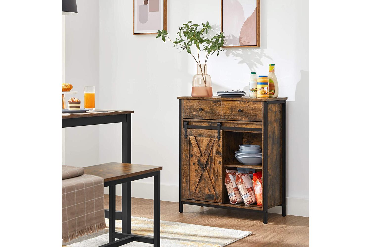 Vasagle Storage Cabinet | Particleboard & Steel | Rustic Brown & Black | 70 X 30 X 80 Cm-3