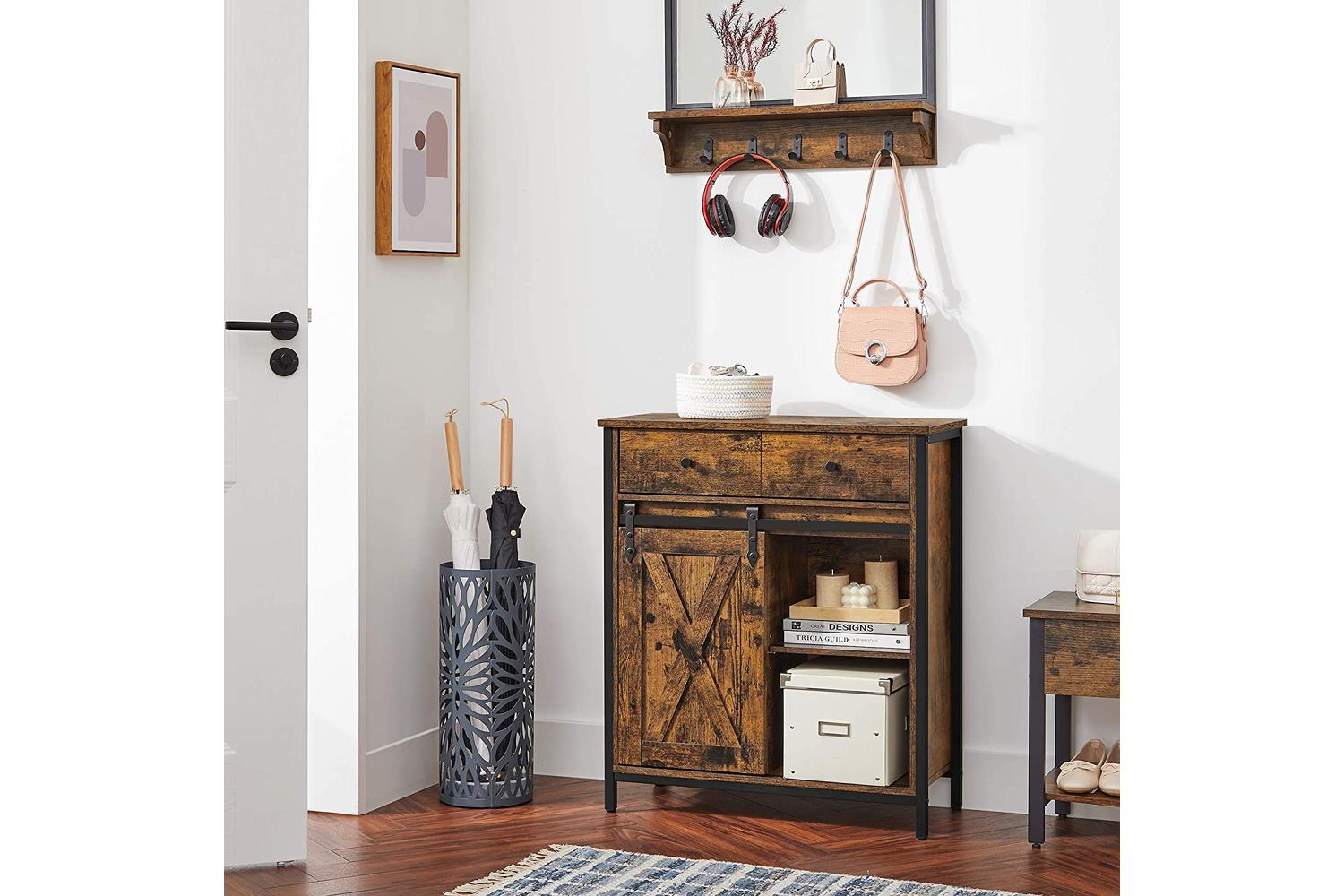 Vasagle Storage Cabinet | Particleboard & Steel | Rustic Brown & Black | 70 X 30 X 80 Cm-4