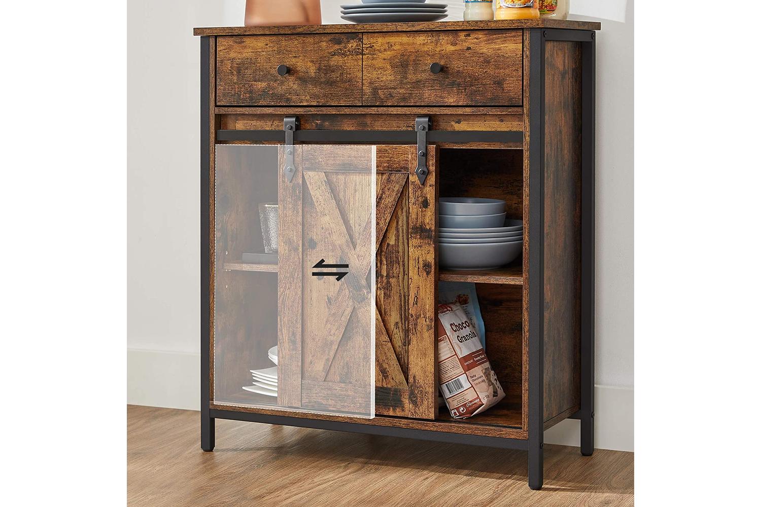 Vasagle Storage Cabinet | Particleboard & Steel | Rustic Brown & Black | 70 X 30 X 80 Cm-5