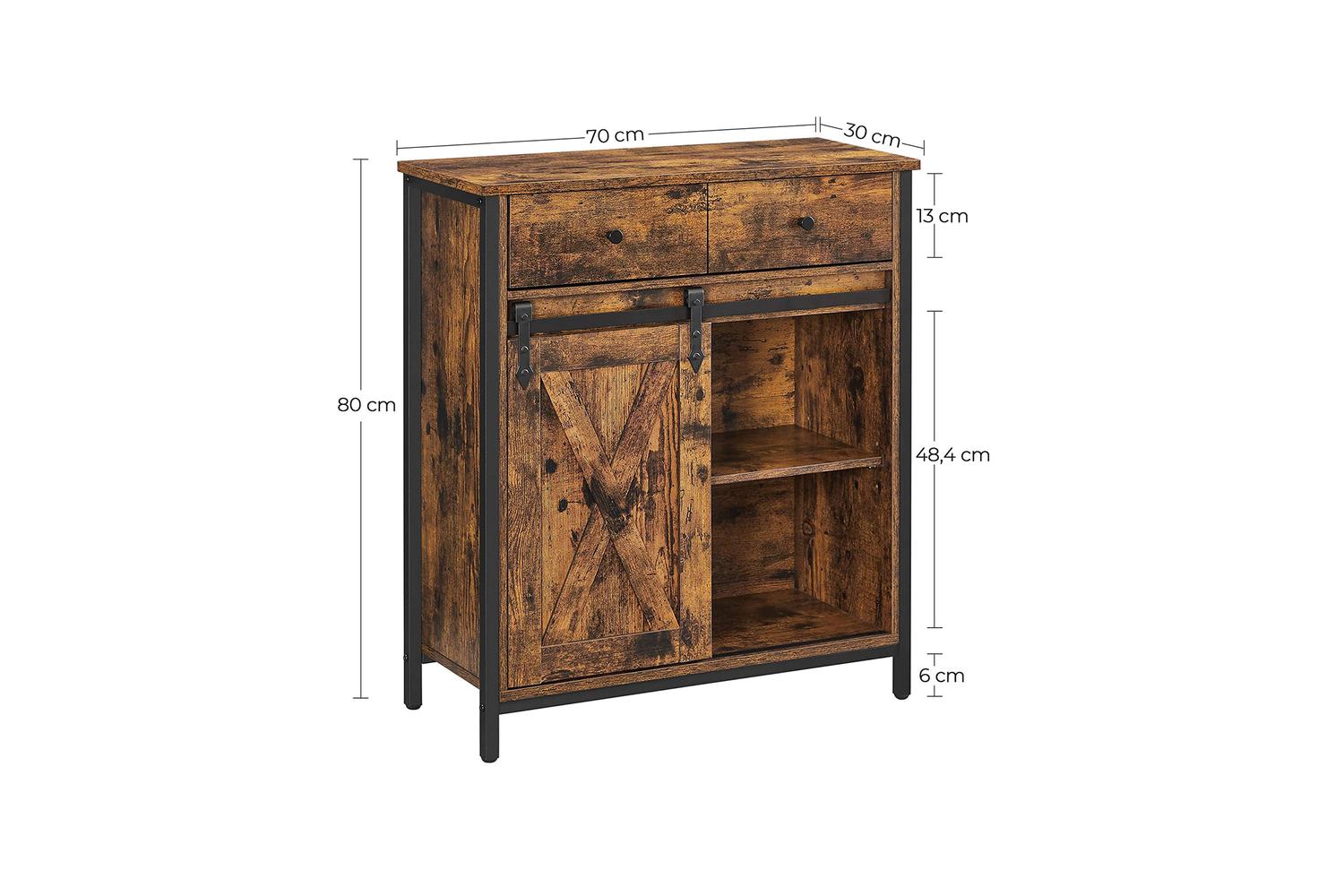 Vasagle Storage Cabinet | Particleboard & Steel | Rustic Brown & Black | 70 X 30 X 80 Cm-6