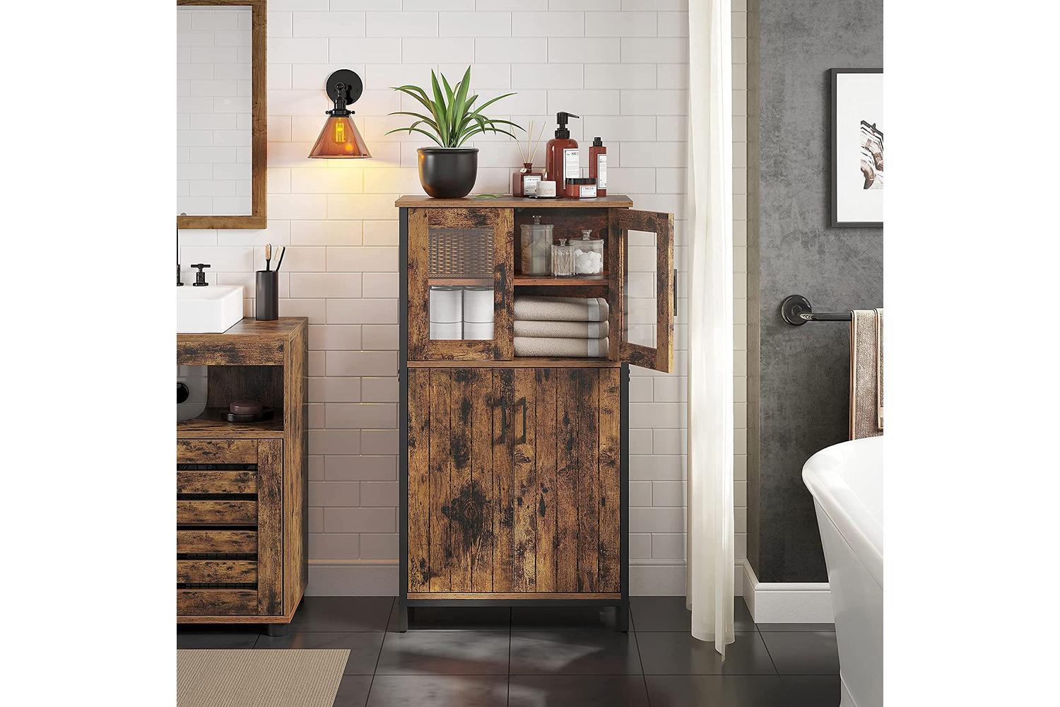 Vasagle Storage Cabinet | Particleboard Steel Glass | 60 X 30 X 108 Cm-2