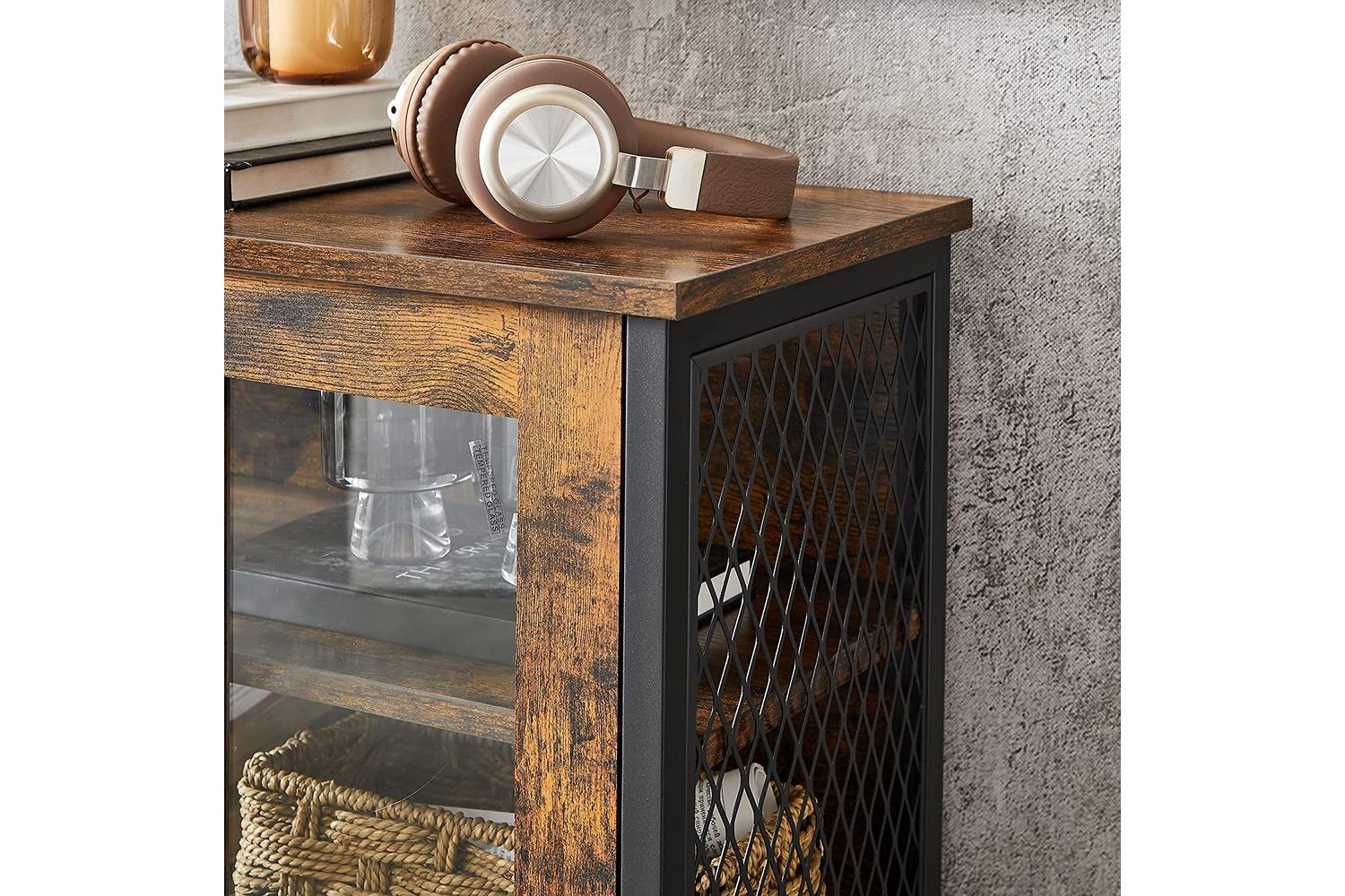 Vasagle Storage Cabinet | Particleboard Steel Glass | 60 X 30 X 108 Cm-3