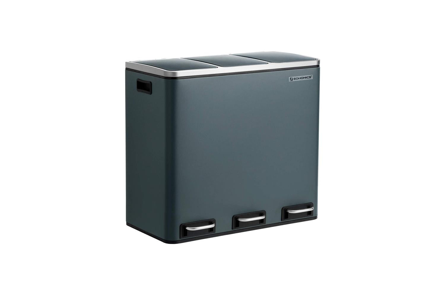 Songmics Garbage Can | Rubbish Bin | Steel And Abs Plastic | 60.4 X 30 X 56.3 Cm