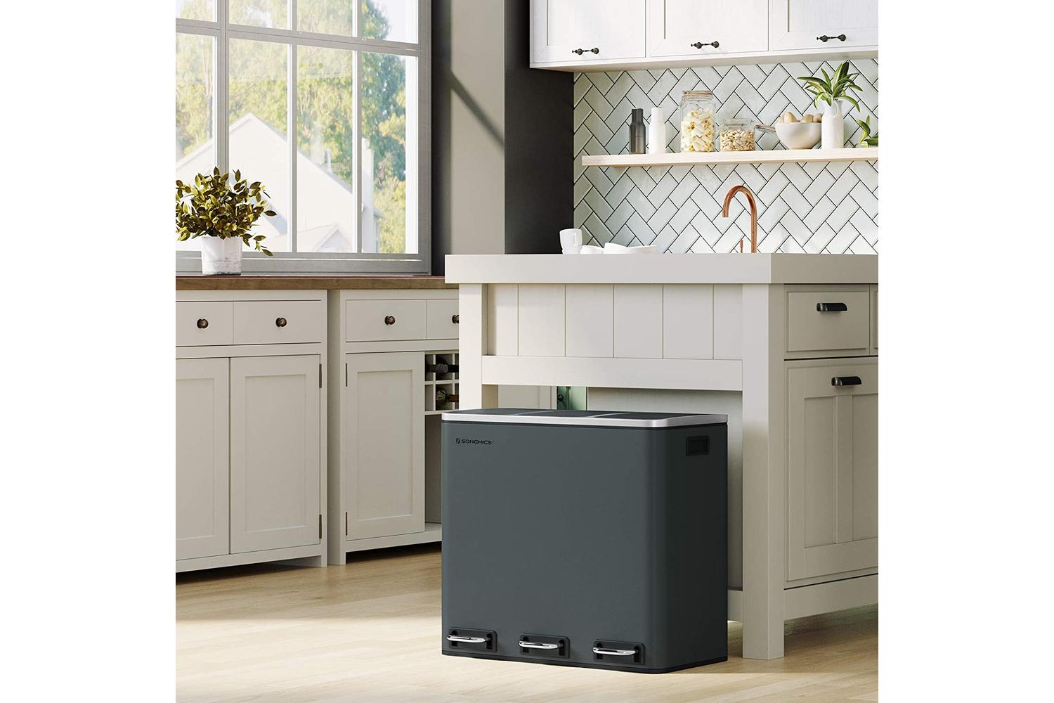 Songmics Garbage Can | Rubbish Bin | Steel And Abs Plastic | 60.4 X 30 X 56.3 Cm-3