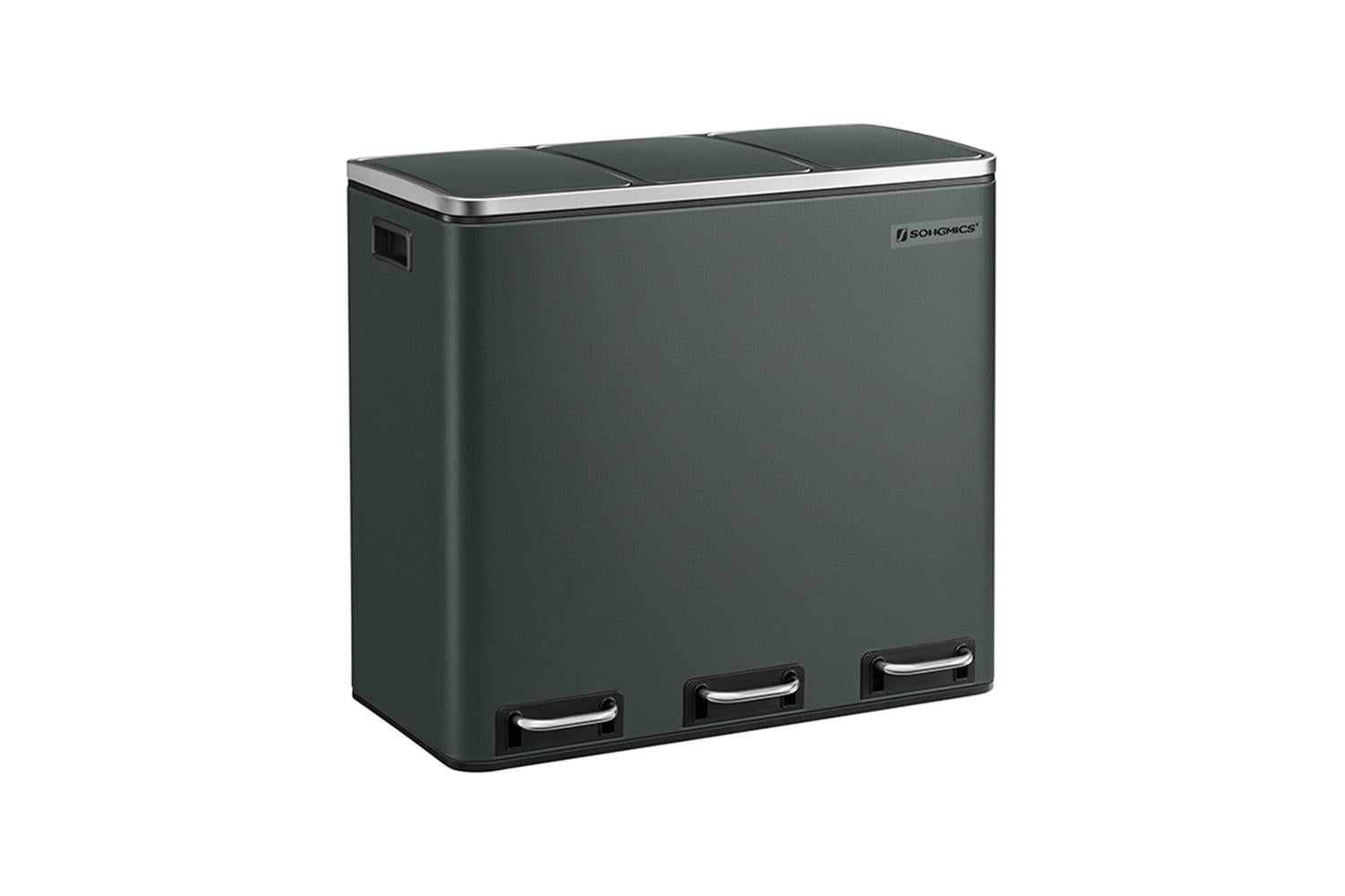 Songmics Garbage Can | Rubbish Bin | Steel & Plastic | 61.5 X 31.5 X 56 Cm