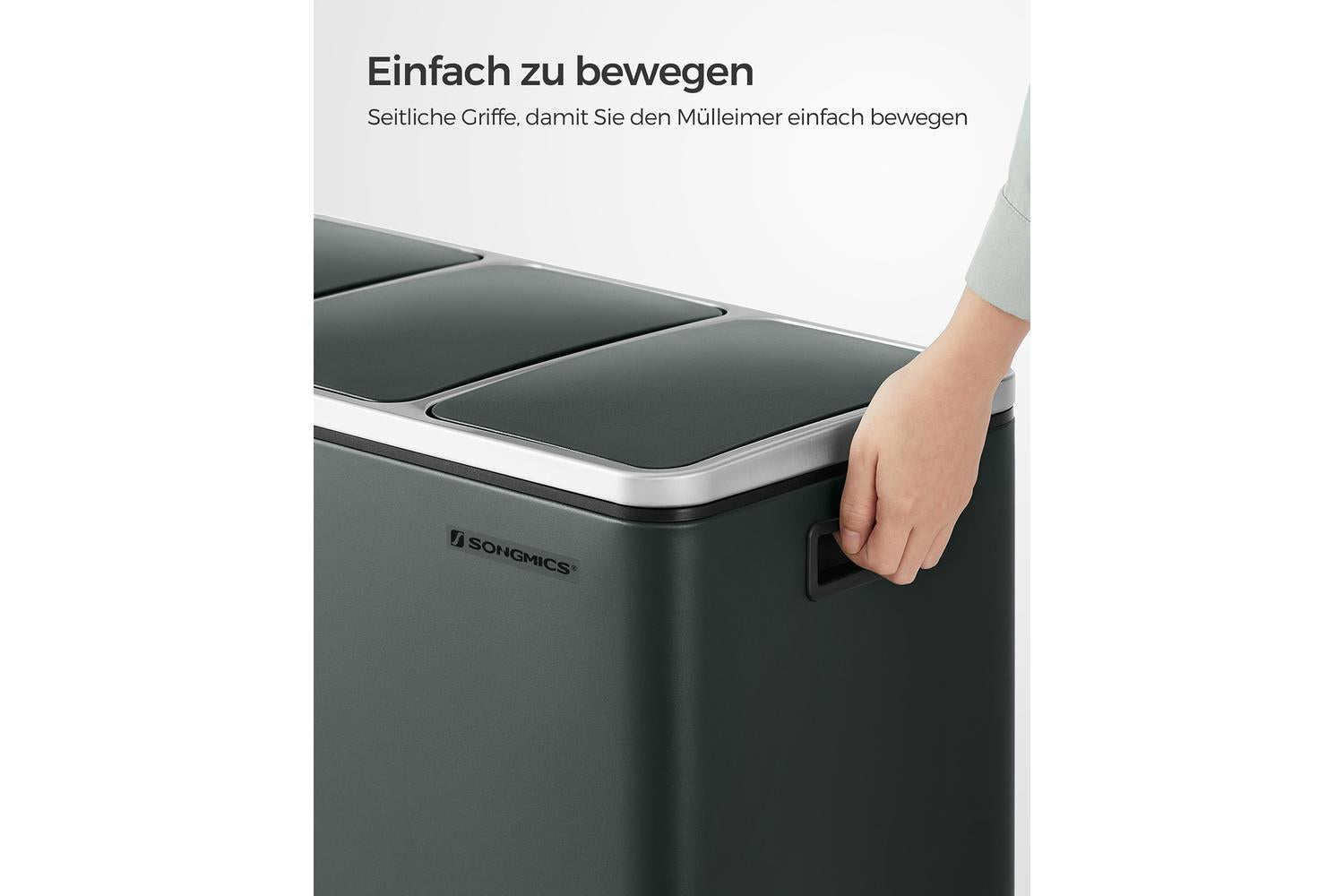 Songmics Garbage Can | Rubbish Bin | Steel & Plastic | 61.5 X 31.5 X 56 Cm-5