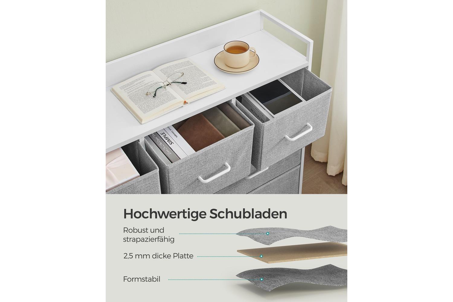 Songmics Dresser Unit | Chest Of Drawers | Particleboard And Steel | 11.2"d X 38.6"w X 33.5"h-5
